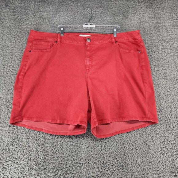 Lane Bryant Shorts Womens 26 Red Essential High Rise Stretch Girlfriend Denim - Picture 1 of 9